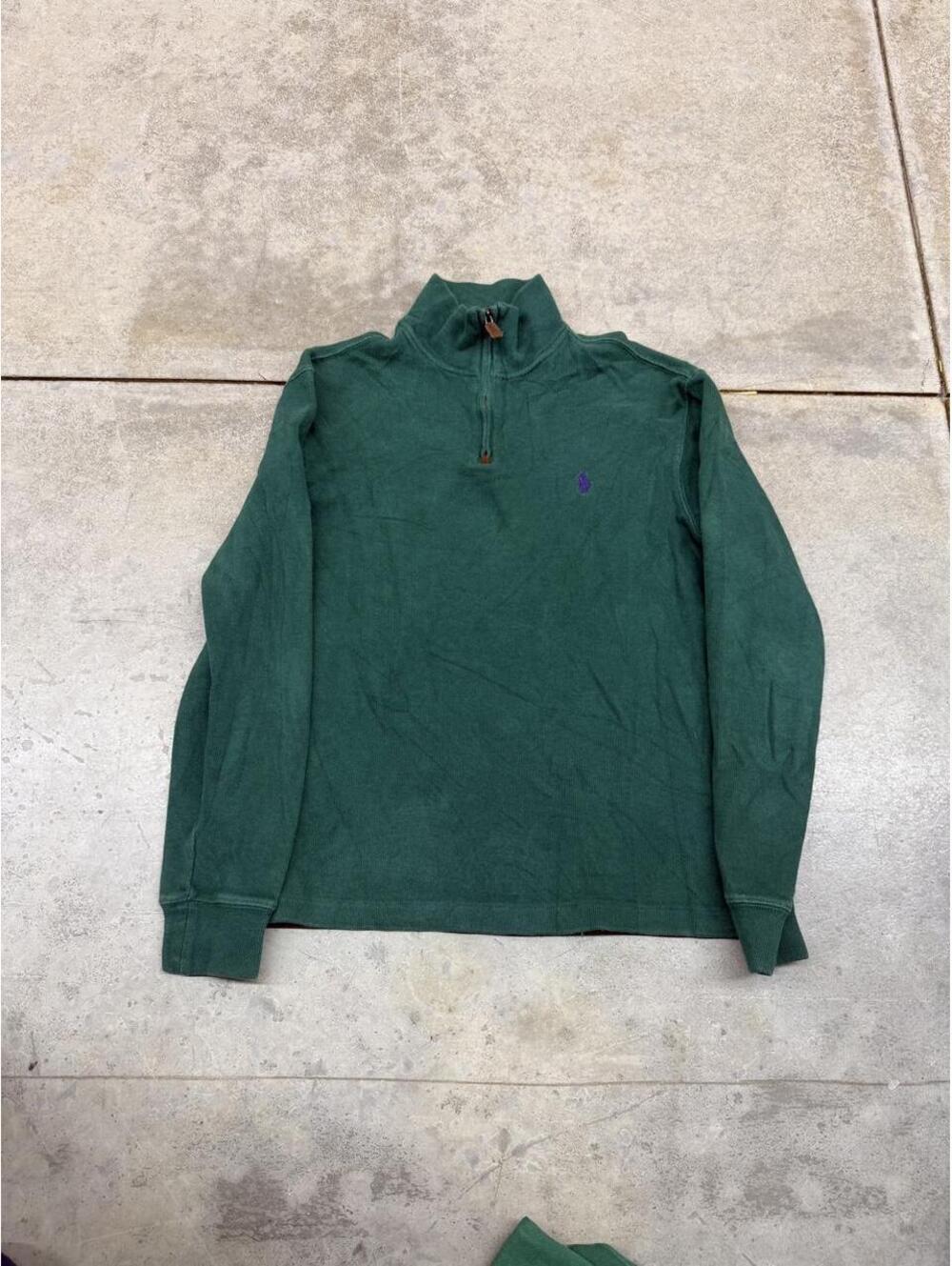 vintage polo ralph lauren green and purple quarter zip sweater size small